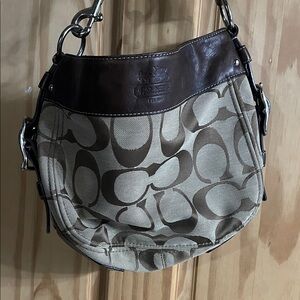 Coach Signature Brown and Tan Shoulder Bag